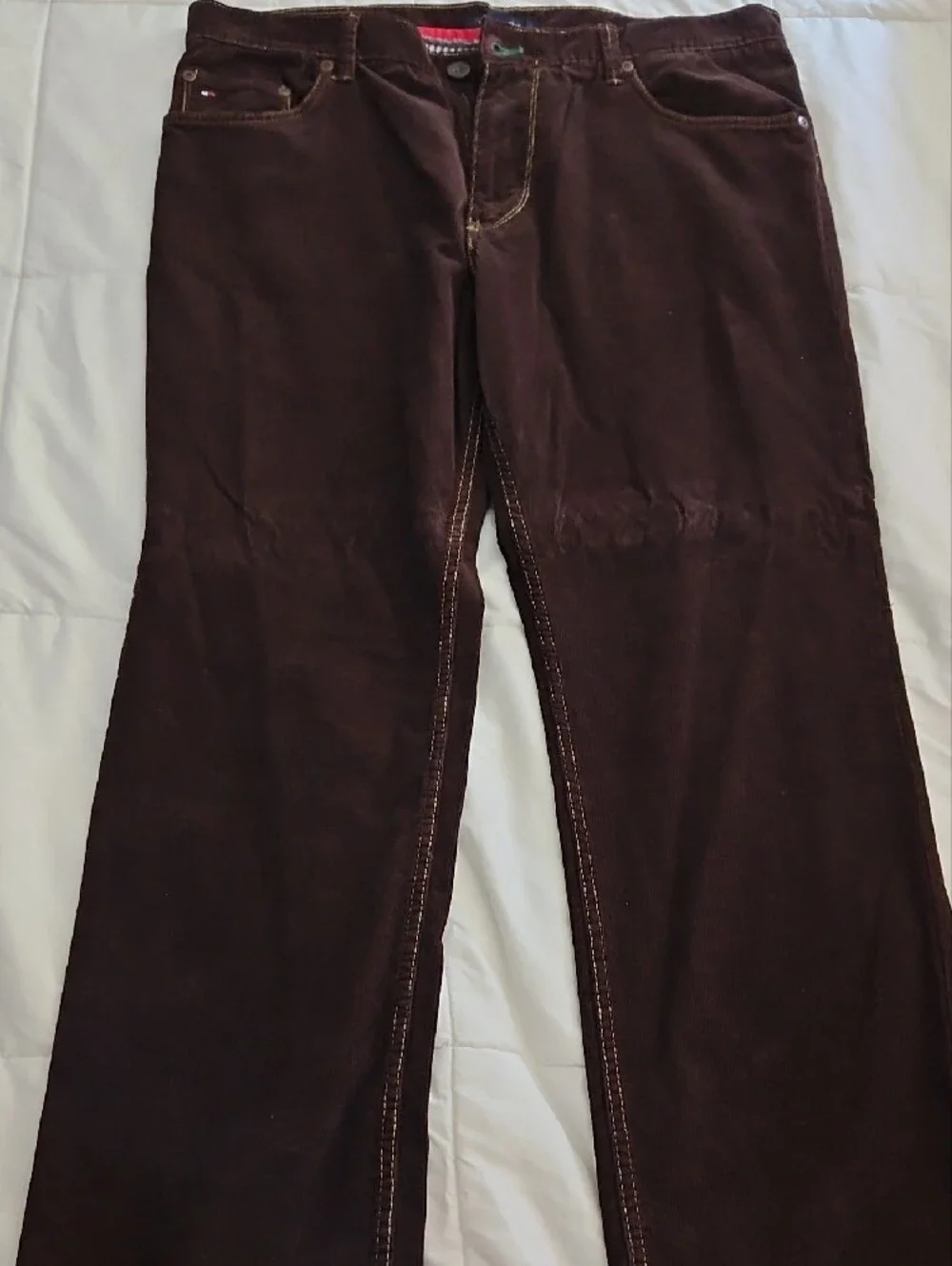 Tommy Hilfiger Brown Corduroy Pants with Red Trim